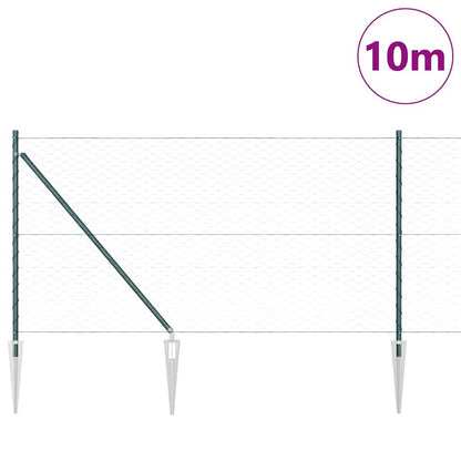 Hexagonal Fence with Post 10 x 1 m PVC-Coated Steel Green Mesh