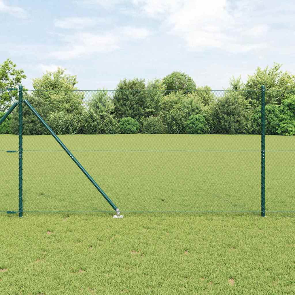 Hexagonal Fence with Post 10 x 1.2 m PVC-Coated Steel Green