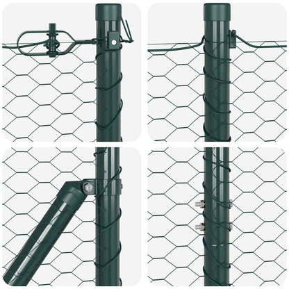 Hexagonal Fence with Post 10 x 1.4 m PVC-Coated Steel Green