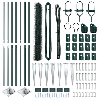 Hexagonal Fence with Post 10 x 1.4 m PVC-Coated Steel Green