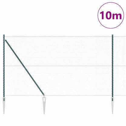 Hexagonal Fence with Post 10 x 1.5 m PVC-Coated Steel Green
