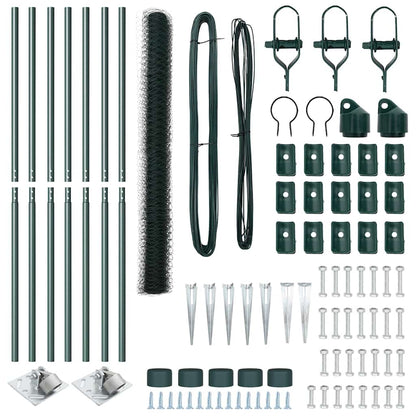Hexagonal Fence with Post 10 x 1.5 m PVC-Coated Steel Green