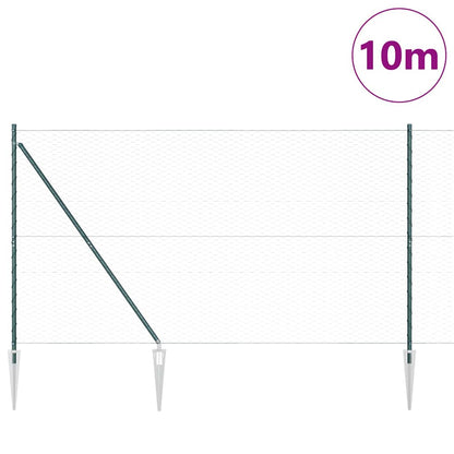 Hexagonal Fence with Post 10 x 1.6 m PVC-Coated Steel Green