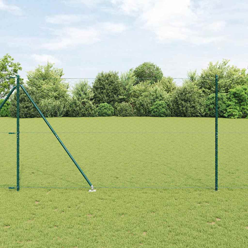 Hexagonal Fence with Post 10 x 1.6 m PVC-Coated Steel Green