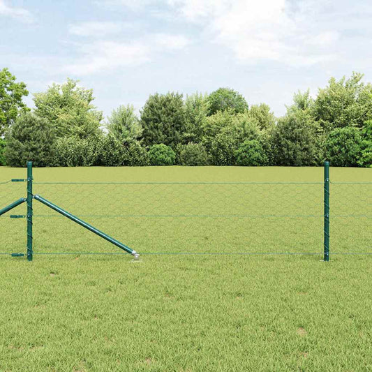 Hexagonal Fence with Post 25 x 0.4 m PVC-Coated Steel Green