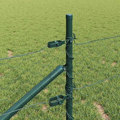 Hexagonal Fence with Post 25 x 0.5 m PVC-Coated Steel Mesh