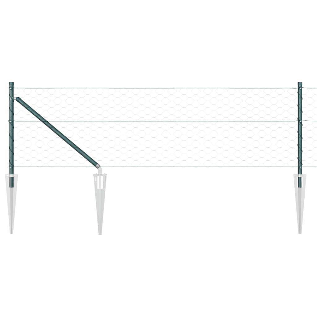 Hexagonal Fence with Post 25 x 0.8 m PVC-Coated Steel Green