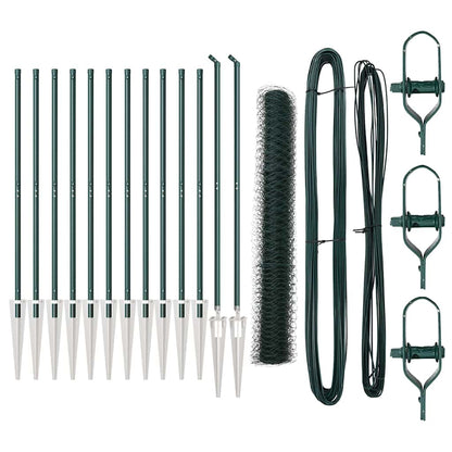 Hexagonal Fence with Post 25 x 1 m PVC-Coated Steel Mesh