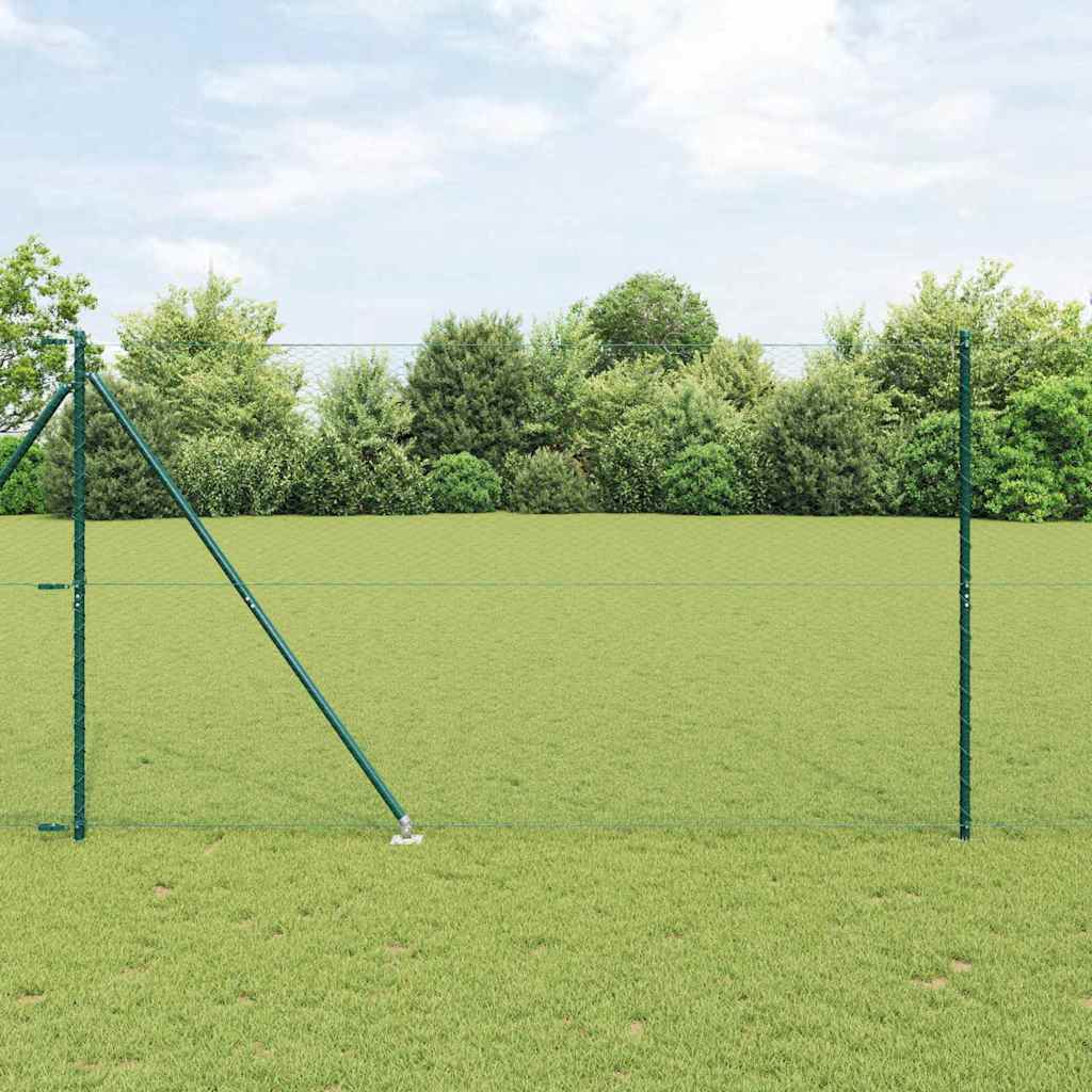 Hexagonal Fence with Post 25 x 1.5 m PVC-Coated Steel Green