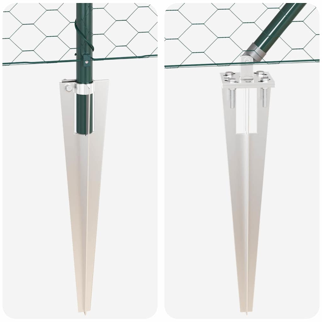 Hexagonal Fence with Post 25 x 1.6 m PVC-Coated Steel Green