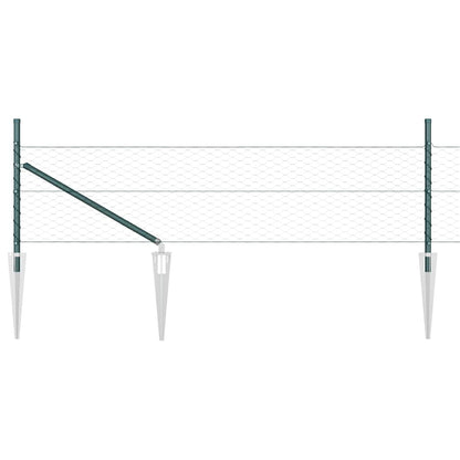 Hexagonal Fence with Post 50 x 0.4 m PVC-Coated Steel Green
