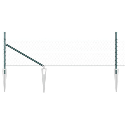 Hexagonal Fence with Post 50 x 0.5 m PVC-Coated Steel Green