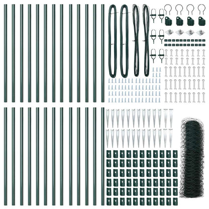 Hexagonal Fence with Post 50 x 0.5 m PVC-Coated Steel Green
