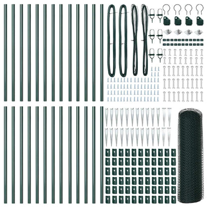 Hexagonal Fence with Post 50 x 0.8 m PVC-Coated Steel Green