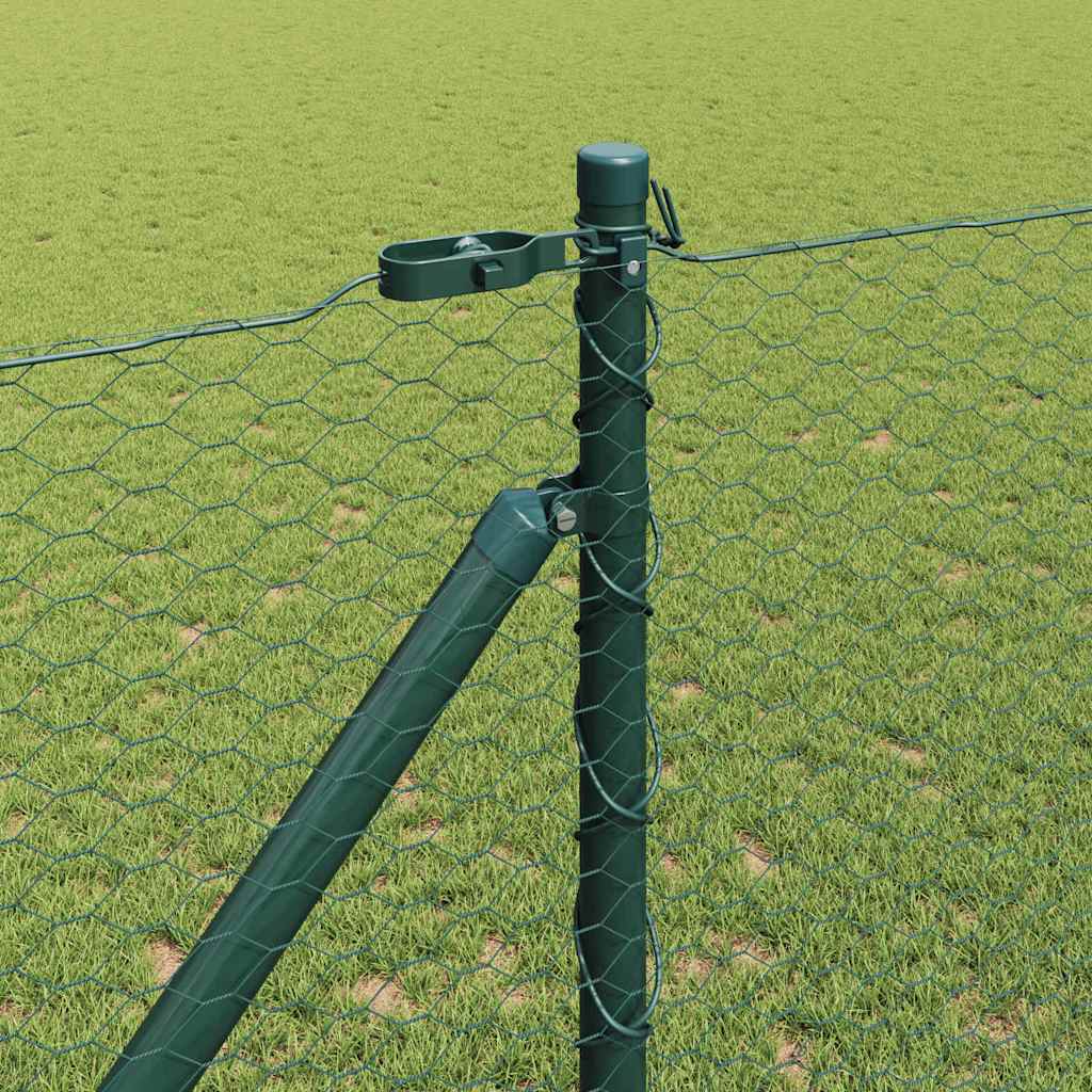 Hexagonal Fence with Post 50 x 1.4 m PVC-Coated Steel Green