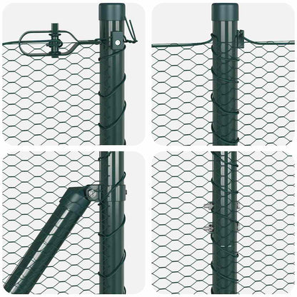 Hexagonal Fence with Post 50 x 1.5 m PVC-Coated Steel Green