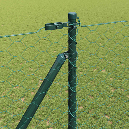 Hexagonal Fence with Post 50 x 1.6 m PVC-Coated Steel Green
