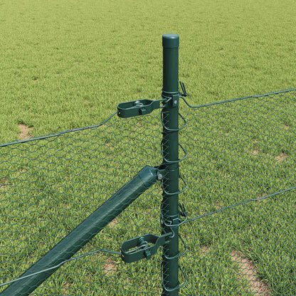 Hexagonal Fence with Post 100 x 0.4 m PVC-Coated Steel Green
