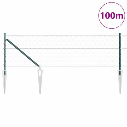 Hexagonal Fence with Post 100 x 0.6 m PVC-Coated Steel Green