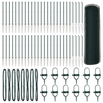 Hexagonal Fence with Post 100 x 0.8 m PVC-Coated Steel Green