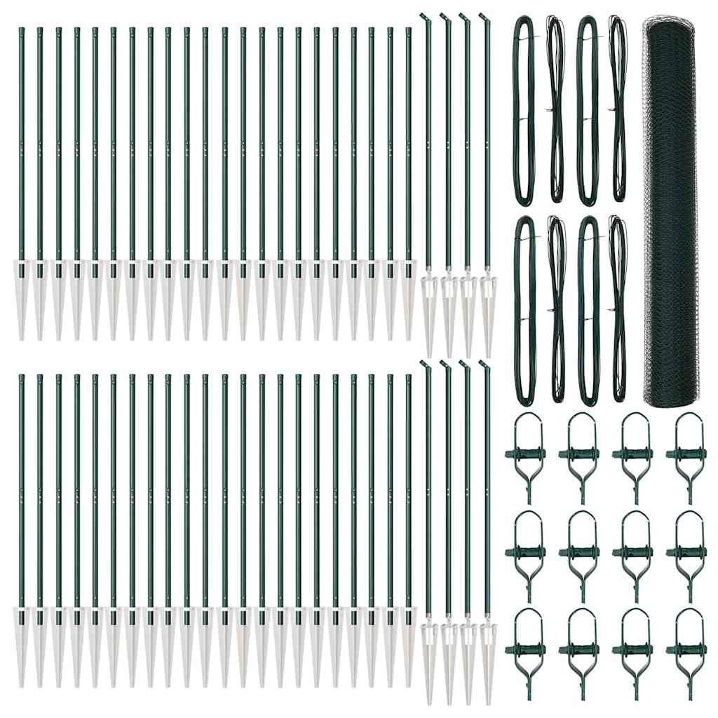 Hexagonal Fence with Post 100 x 1.2 m PVC-Coated Steel Green