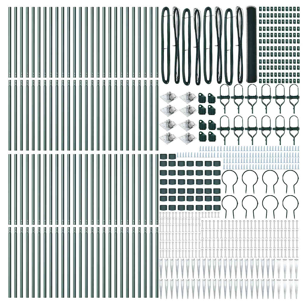 Hexagonal Fence with Post 100 x 1.2 m PVC-Coated Steel Green