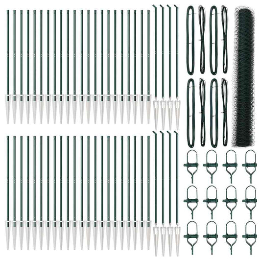 Hexagonal Fence with Post 100 x 1.2 m PVC-Coated Steel Green