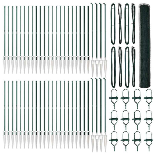 Hexagonal Fence with Post 100 x 1.4 m PVC-Coated Steel Green
