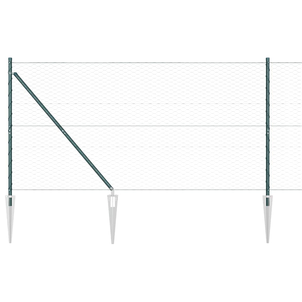 Hexagonal Fence with Post 100 x 1.4 m PVC-Coated Steel Green