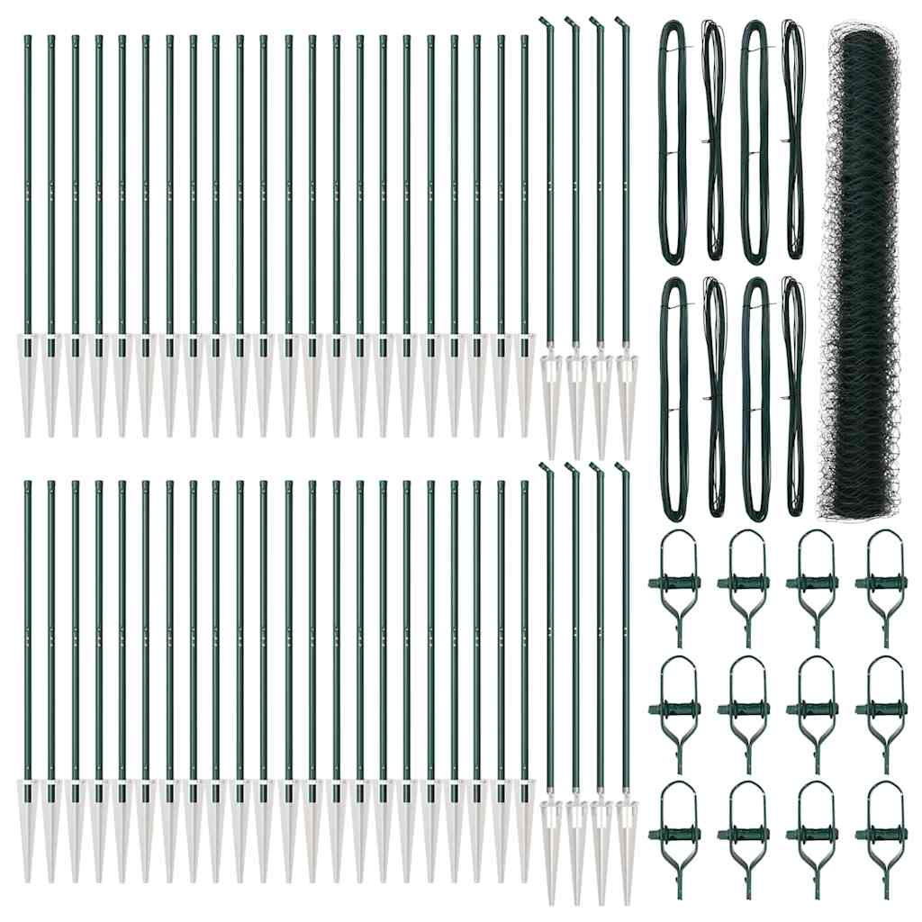 Hexagonal Fence with Post 100 x 1.4 m PVC-Coated Steel Green