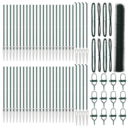 Hexagonal Fence with Post 100 x 1.4 m PVC-Coated Steel Green