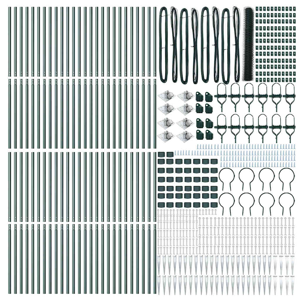 Hexagonal Fence with Post 100 x 1.4 m PVC-Coated Steel Green