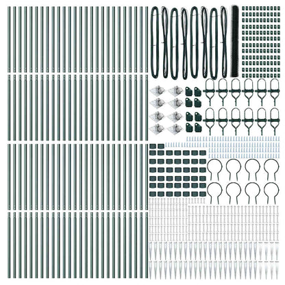 Hexagonal Fence with Post 100 x 1.5 m PVC-Coated Steel Green