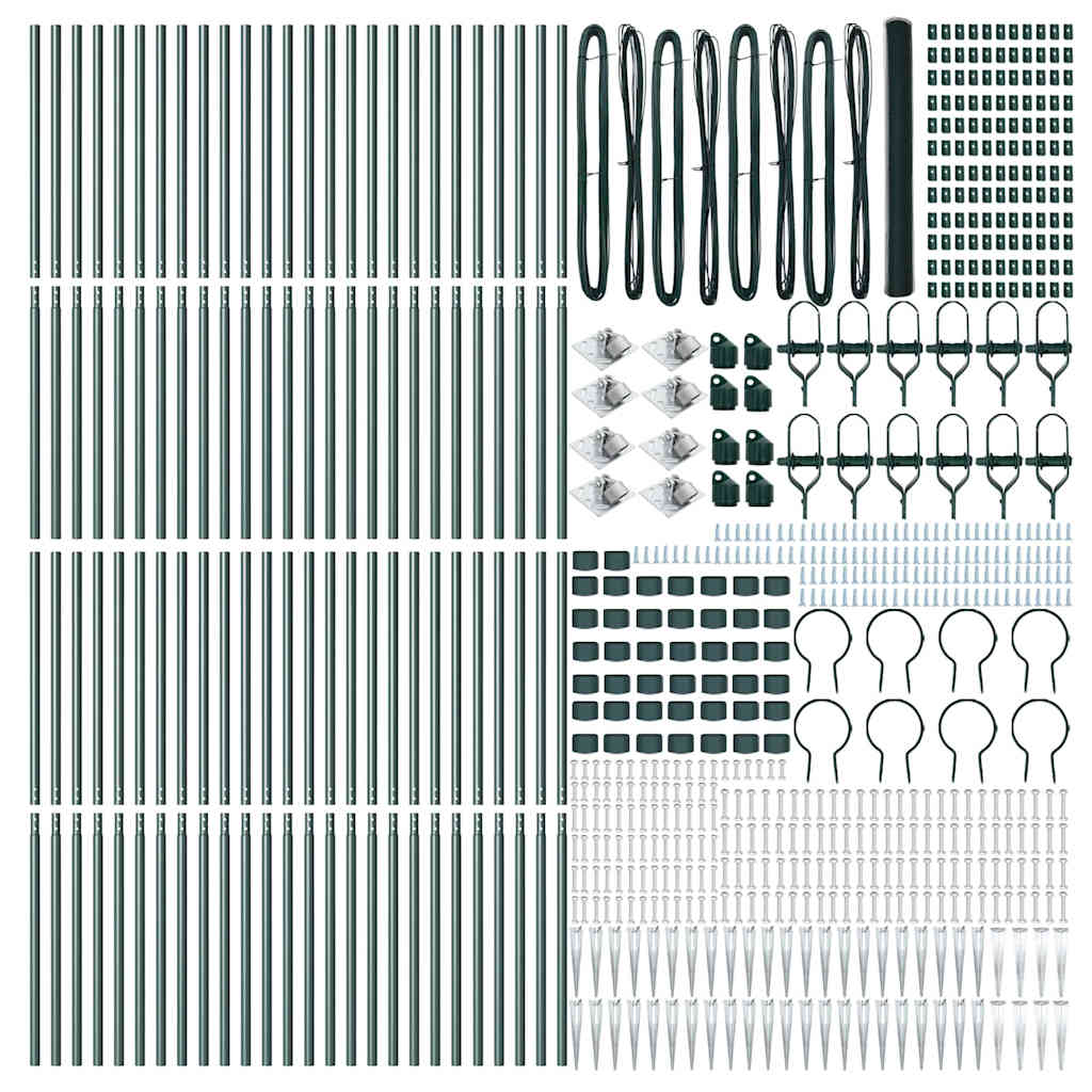Hexagonal Fence with Post 100 x 1.6 m PVC-Coated Steel Green