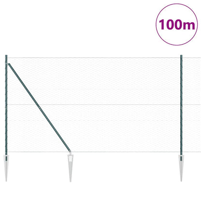 Hexagonal Fence with Post 100 x 1.6 m PVC-Coated Steel Green