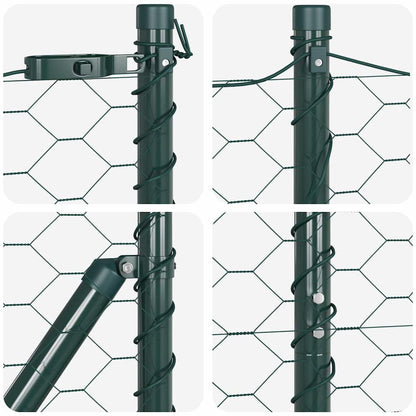 Hexagonal Fence with Post 100 x 1.6 m PVC-Coated Steel Green