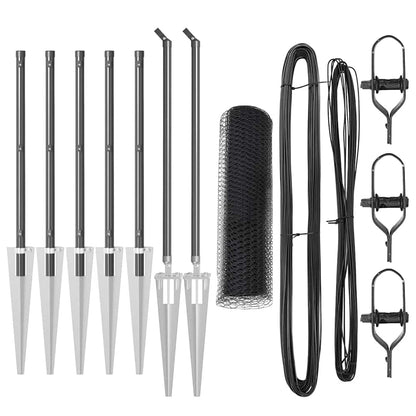 Hexagonal Fence with Post 10 x 0.6 m PVC-Coated Steel Grey Mesh