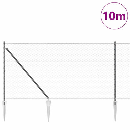 Hexagonal Fence with Post 10 x 1 m PVC-Coated Steel Grey Mesh