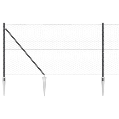 Hexagonal Fence with Post 10 x 1 m PVC-Coated Steel Grey Mesh