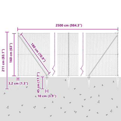 Hexagonal Fence with Post 25 x 1.6 m PVC-Coated Steel Grey Mesh