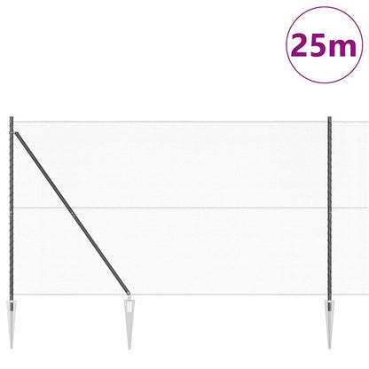 Hexagonal Fence with Post 25 x 1.6 m PVC-Coated Steel Grey Mesh