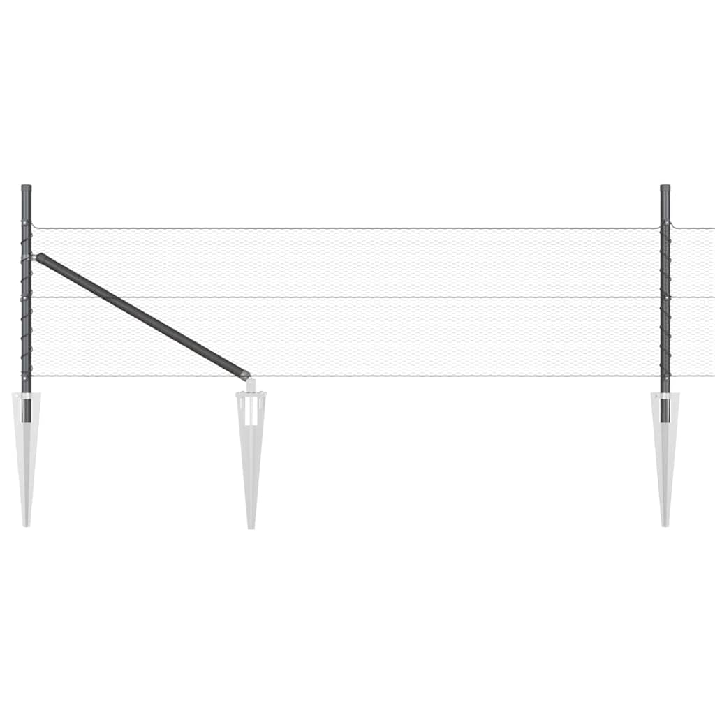 Hexagonal Fence with Post 50 x 0.4 m PVC-Coated Steel Grey Mesh