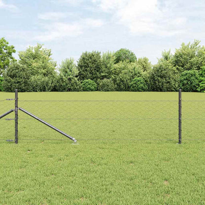 Hexagonal Fence with Post 50 x 0.4 m PVC-Coated Steel Grey Mesh