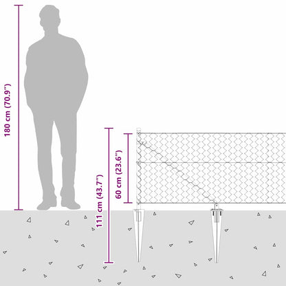 Hexagonal Fence with Post 50 x 0.6 m PVC-Coated Steel Grey Mesh