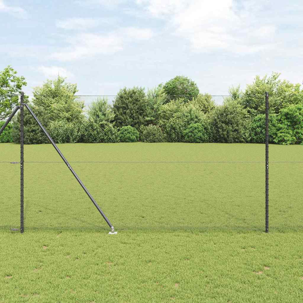 Hexagonal Fence with Post 50 x 1.5 m PVC-Coated Steel Grey Mesh