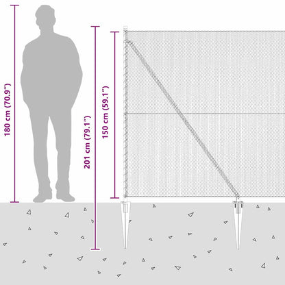 Hexagonal Fence with Post 50 x 1.5 m PVC-Coated Steel Grey Mesh