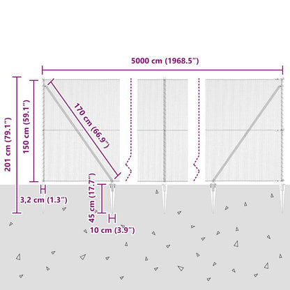 Hexagonal Fence with Post 50 x 1.5 m PVC-Coated Steel Grey Mesh