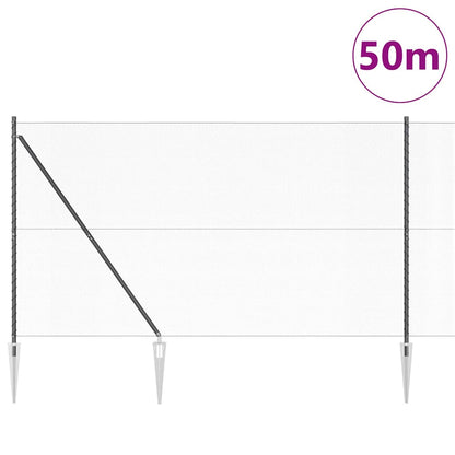 Hexagonal Fence with Post 50 x 1.5 m PVC-Coated Steel Grey Mesh
