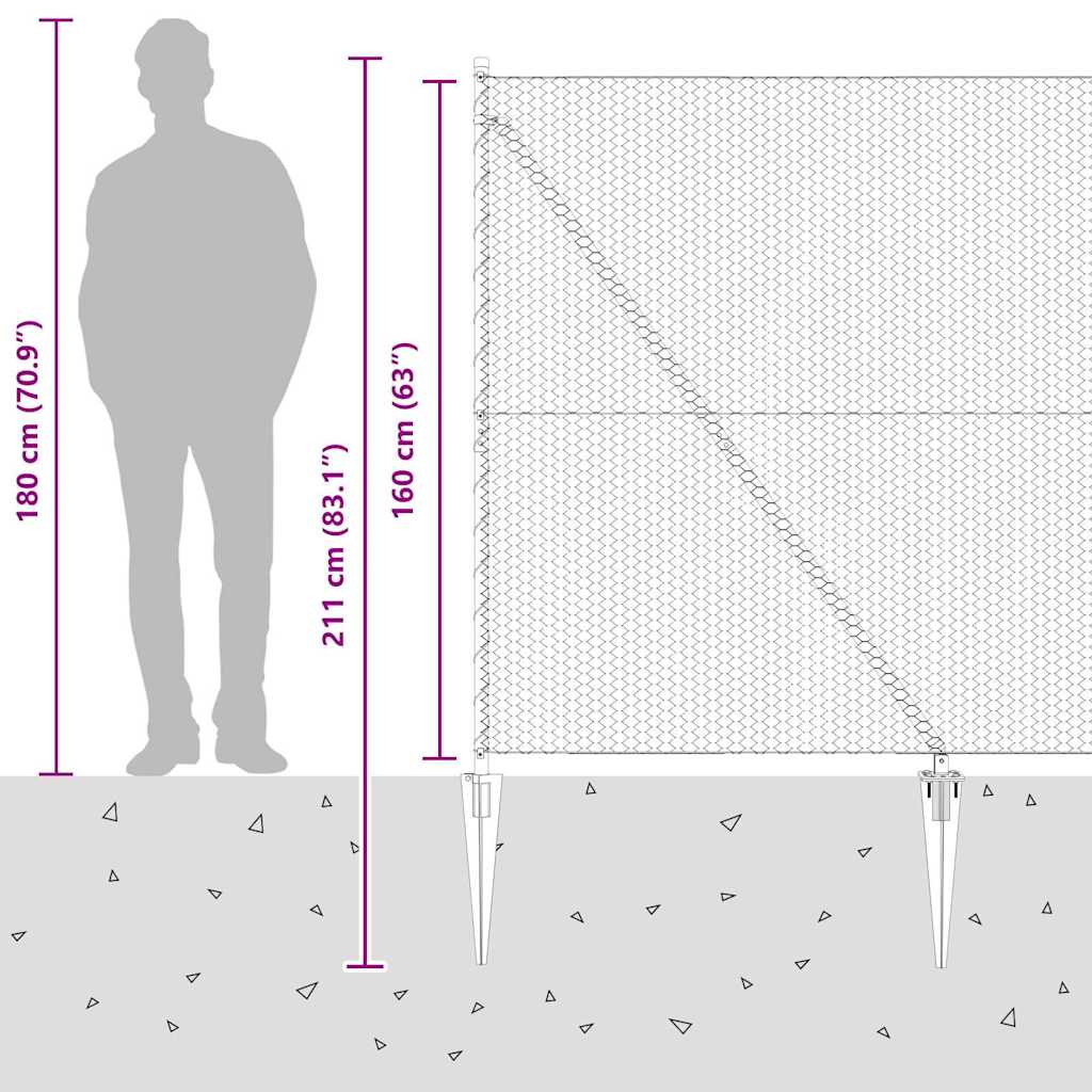 Hexagonal Fence with Post 50 x 1.6 m PVC-Coated Steel Grey Mesh