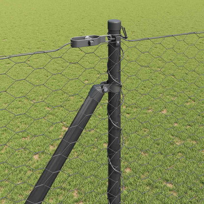 Hexagonal Fence with Post 50 x 1.6 m PVC-Coated Steel Grey Mesh